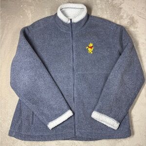 Vintage Disneyland Resort Winnie the Pooh Embroidered Zip Front Blue Fleece L